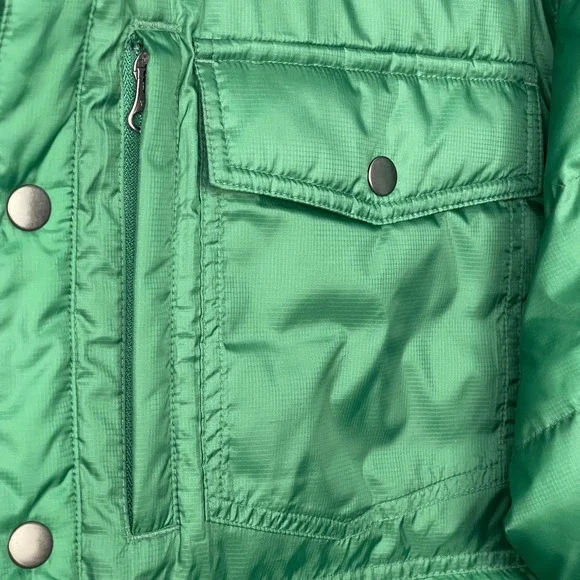 Duluth Trading Co Mens Large Down Quilted Puffer Jacket Forest Green Snap Up - Picture 11 of 11